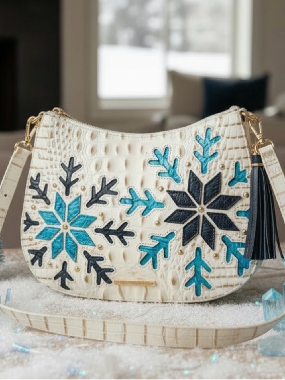 Brahmin Shayna Snowball Snowdrift Genuine Leather Crossbody NWT